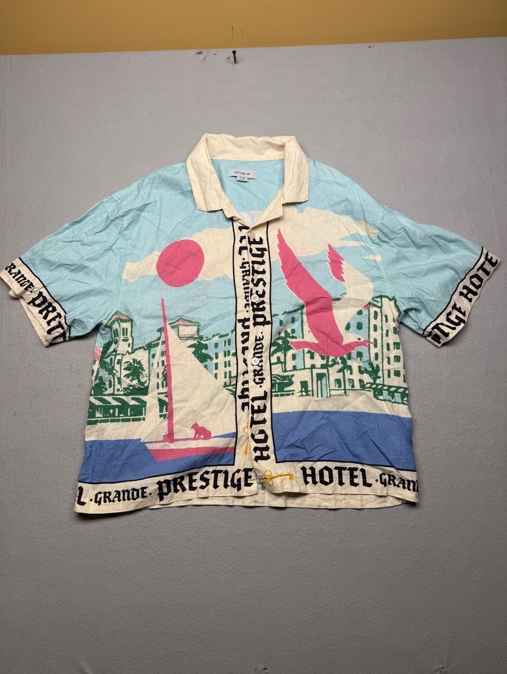 Cotton On Linen Button-Up Shirt XL Multi Color Casual